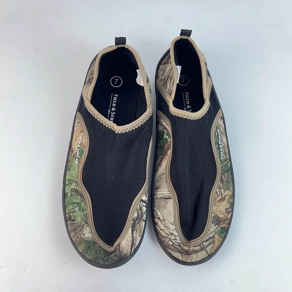 Field & Stream Water Shoes Youth Size 7 Brown‎ Realtree Print Synthetic Slip On